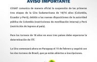Cosat suspende los 3 primeros torneos de la gira 2021