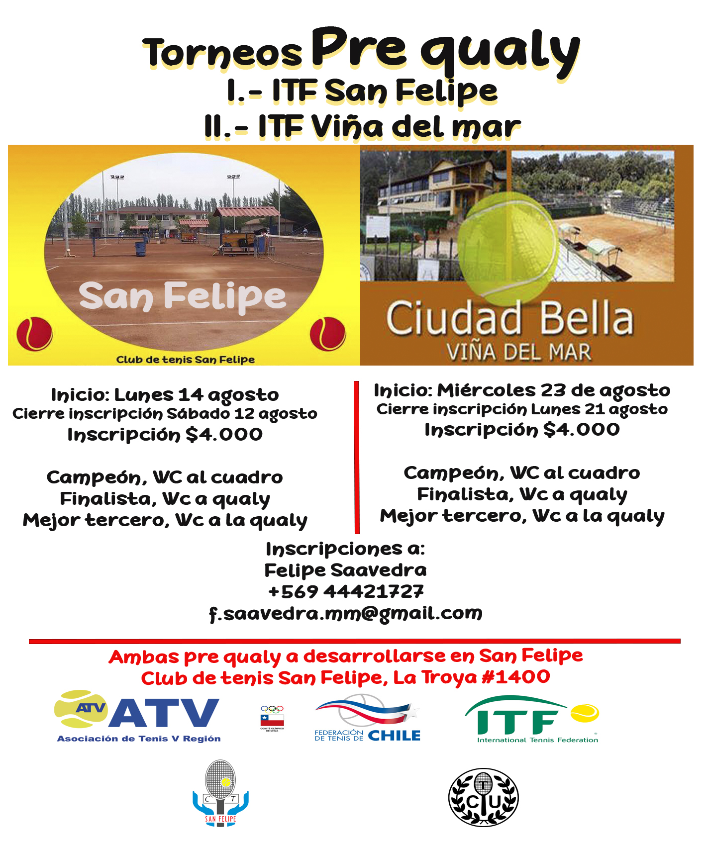 ¡Los Torneos ITF de la Quinta Región tendrán Prequalys!
