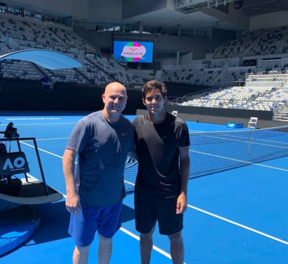 Garin compartió entrenamiento con Agassi y Dimitrov