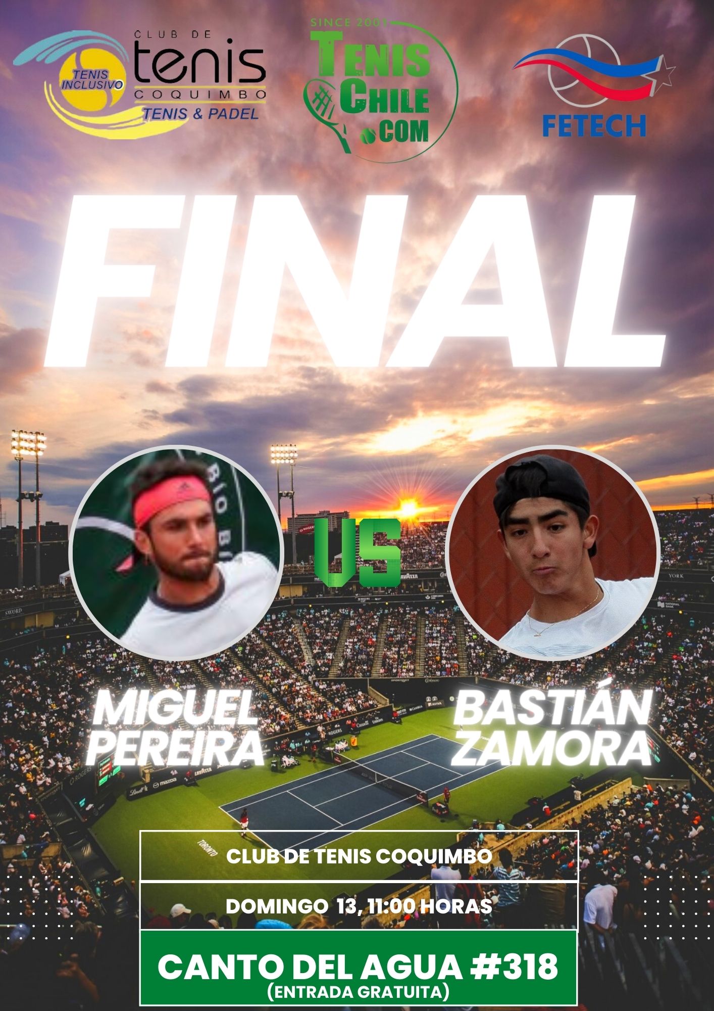 Pereira y Zamora jugarán la final de la tercera etapa
