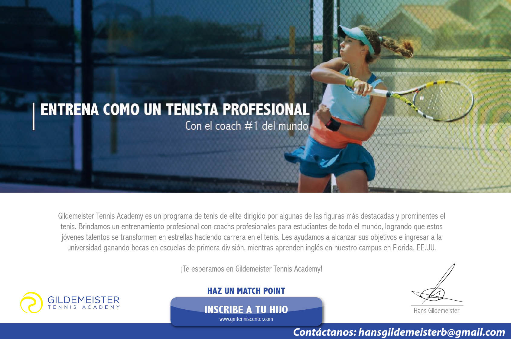 Ven a entrenar con nosotros a Tampa, FL, USA
