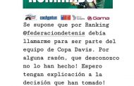 El reclamo del chileno 714 del mundo por no ser considerado para la Davis: 