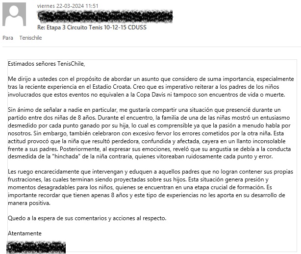 Carta de un padre del Tenis 10