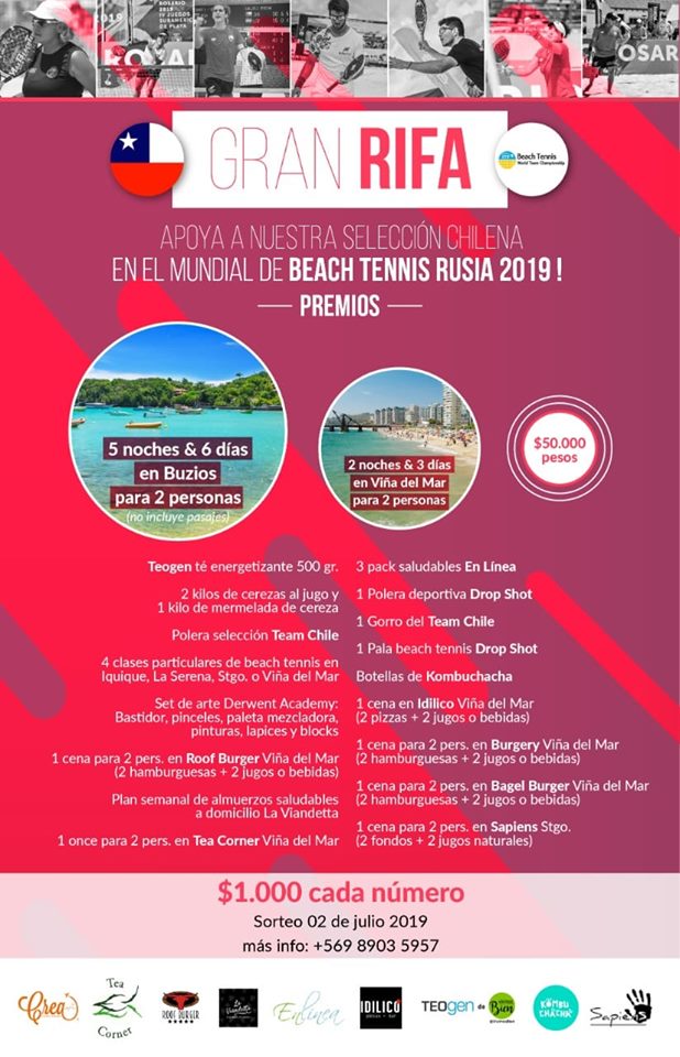 Ayudemos a la selección chilena de Tenis Playa para el viaje al Mundial en Rusia